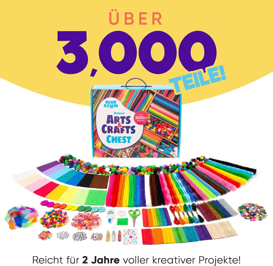 Blue Squid Bastelset für Kinder - 3000+ Teile Bastelbox - Riesiger Bastelwagen für Kinder Bastelbeda