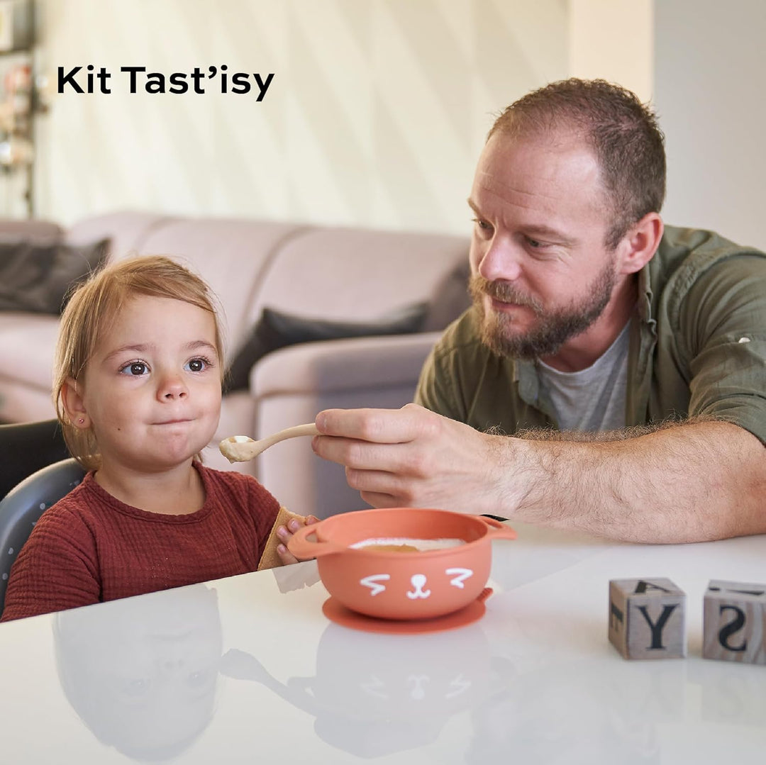 Babymoov Esslernset TAST'ISY Fox 15-24 Monate, Silikon-Kindergeschirr, inkl. Breischale und Löffel T