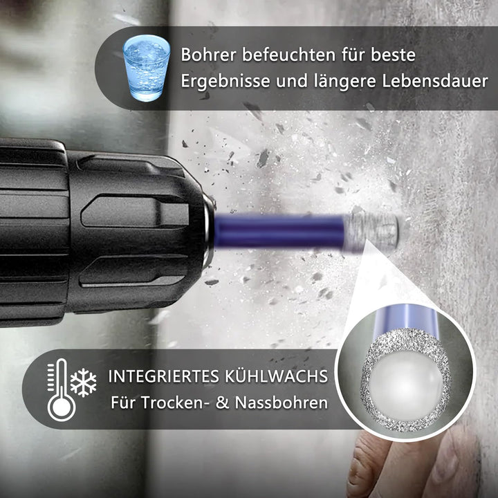Diamantbohrer Fliesenbohrer Glasbohrer Set 6 tlg. 6, 8, 10, 12mm & 6mm Wolframstahl-Legierungsbohrer