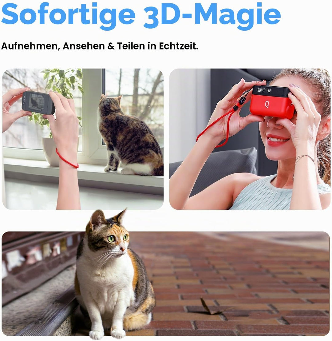 KanDao 3D Sofortbildkamera, 4K 60fps Capture Stereoskopische Kamera, 6,5 cm Touchscreen, IMU Bildsta