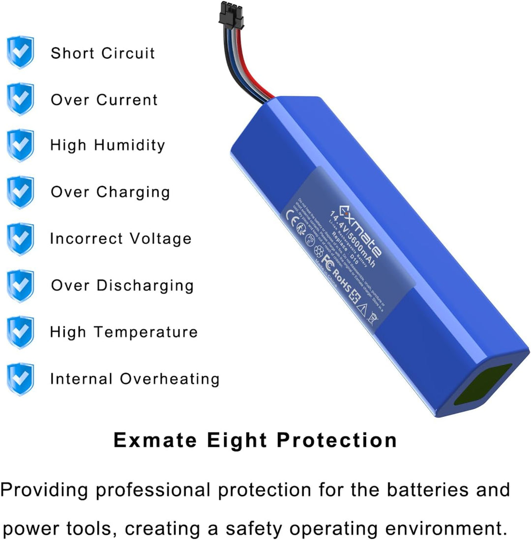 Exmate 14,4V 5600mAh Ersatzakku für Dreame D9 Pro D9 Max, L10 L10s D10 D10s Ultra/Pro/Plus/Z10 Pro,