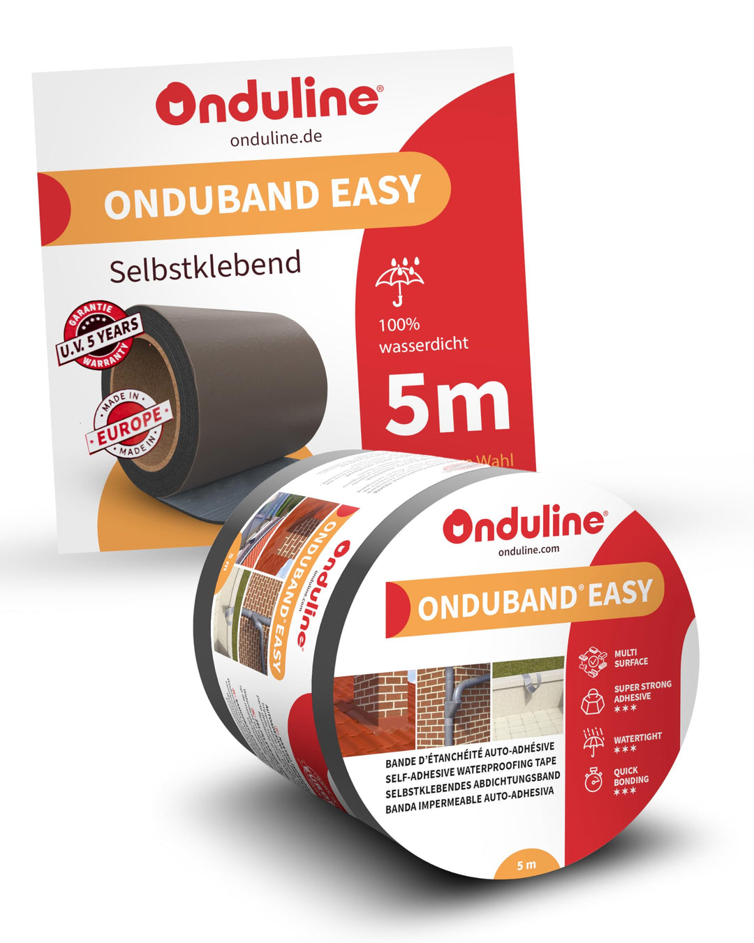 Onduline – Onduband Easy Bitumen Dichtungsband 5m x 10cm – Kaltselbstklebendes Bitumenband wasserdic