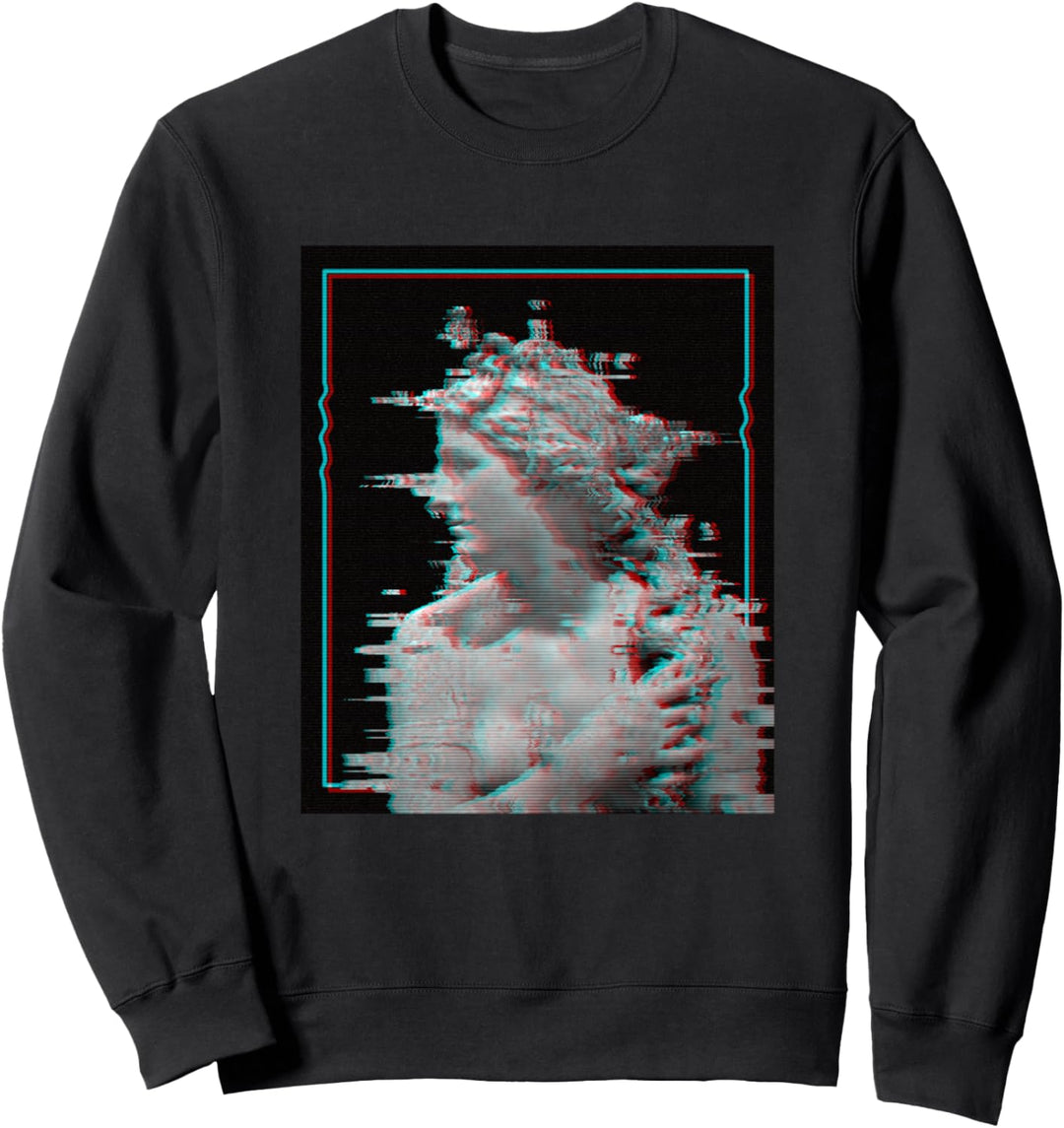 Griechische Statue Glitch | Retro Vaporwave Ästhetik 80er Sweatshirt