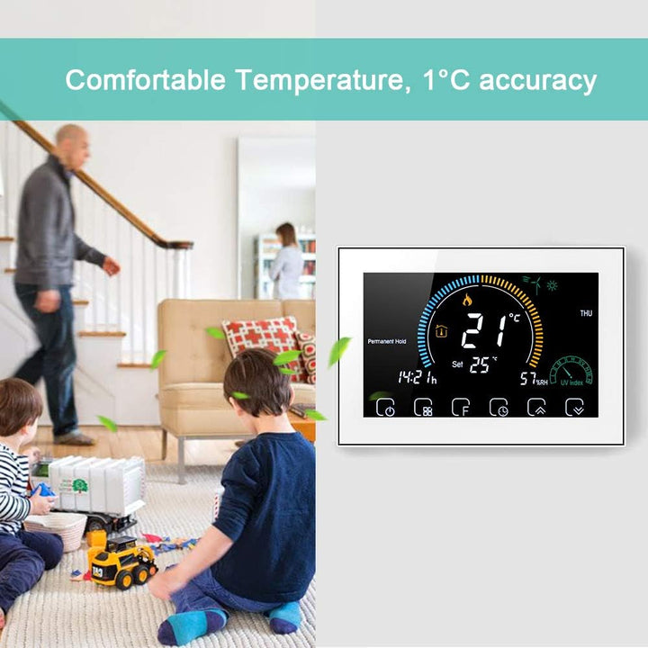 Irishom WiFi Raumthermostat für Gaskessel Thermostat mit 4,8 Zoll LCD-Bildschirm 5+1+1 Programmierba
