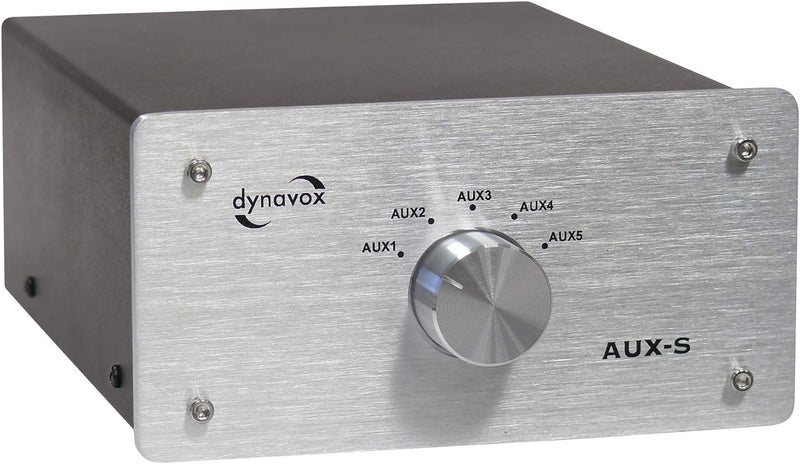 Dynavox AUX-S, Eingangs-Erweiterungs-Umschalter in Metallgehäuse mit 5 Cinch-Eingängen, für Stereo-