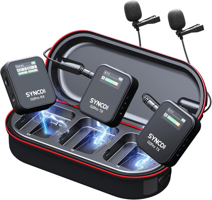 SYNCO Wireless Lavalier Mikrofon, G2(A2) Pro 2.4G Dual Ansteckmikrofon 200m 8H für Online Klasse Vlo