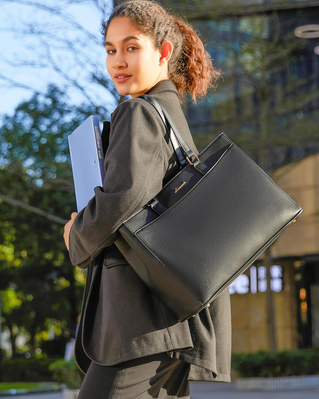 LOVEVOOK Grosse Laptoptasche Damen 17 Zoll, Leicht Aktentasche Arbeitstasche Handtasche, Elegant Lap