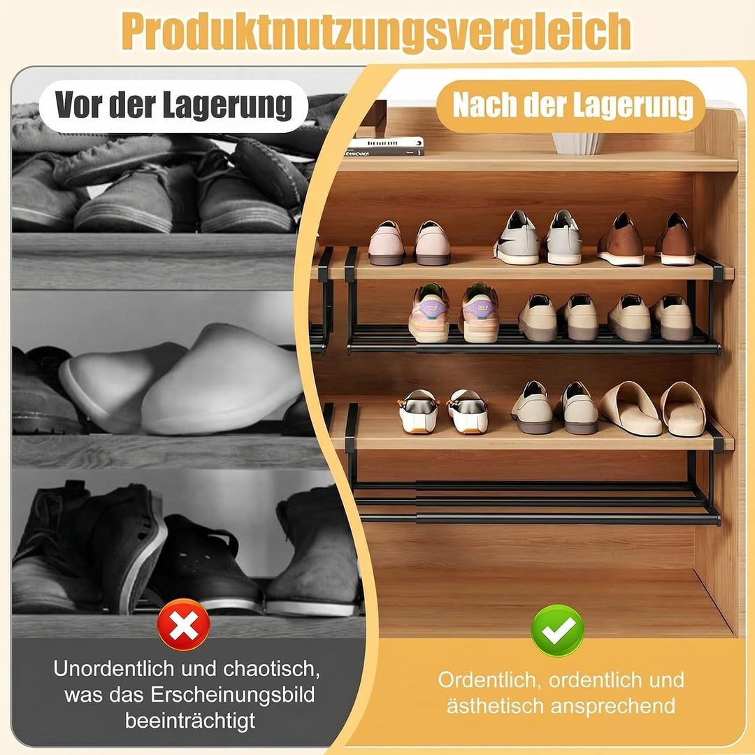 2 Stück Hängendes Schuhregal Organizer im Schrank - 40-70cm Verstellbares Unterregal Hängekorb Auszi