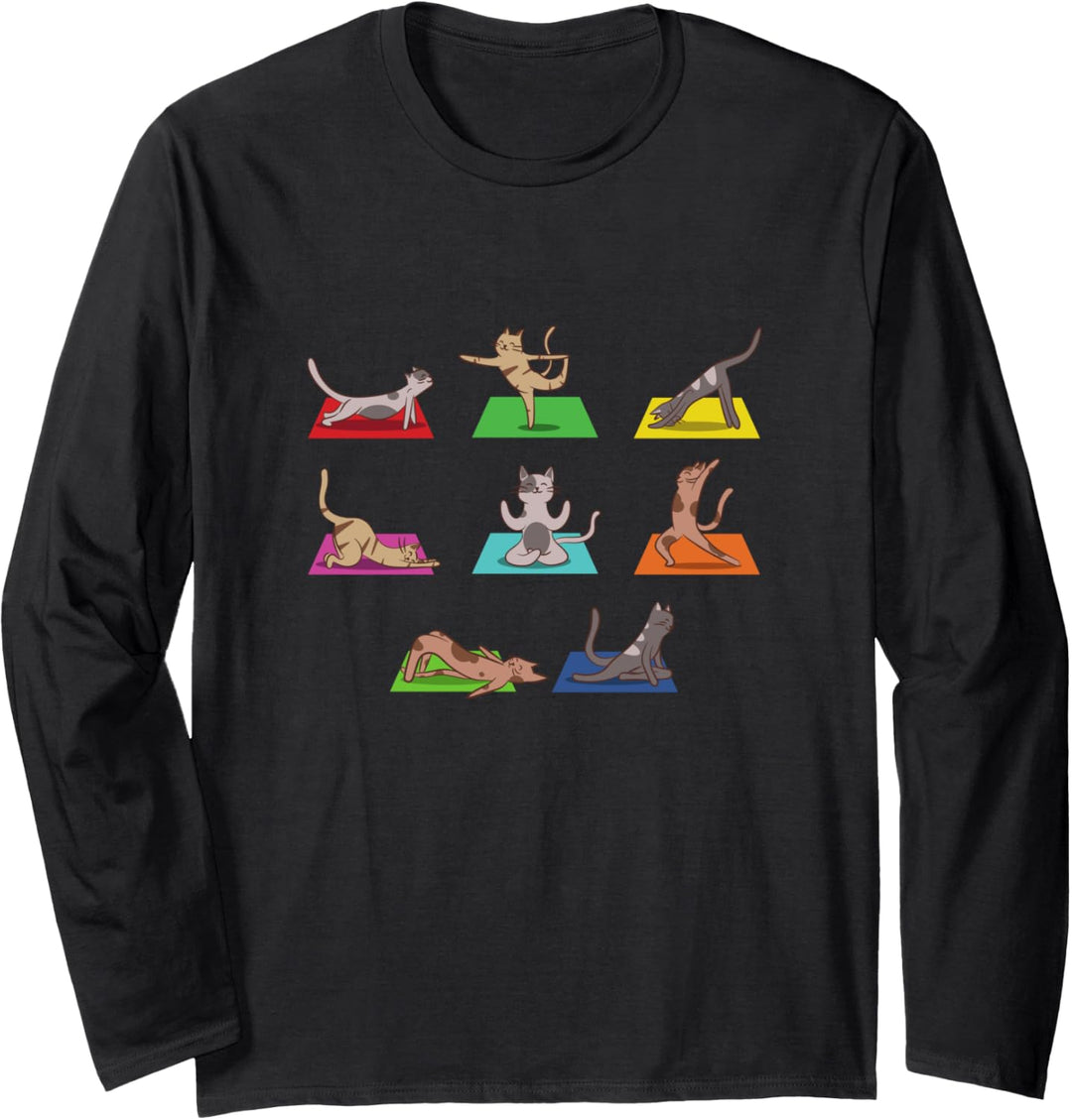 Katzen Yoga Outfit Damen Meditation Namaste Zen Deko Om Cat Langarmshirt