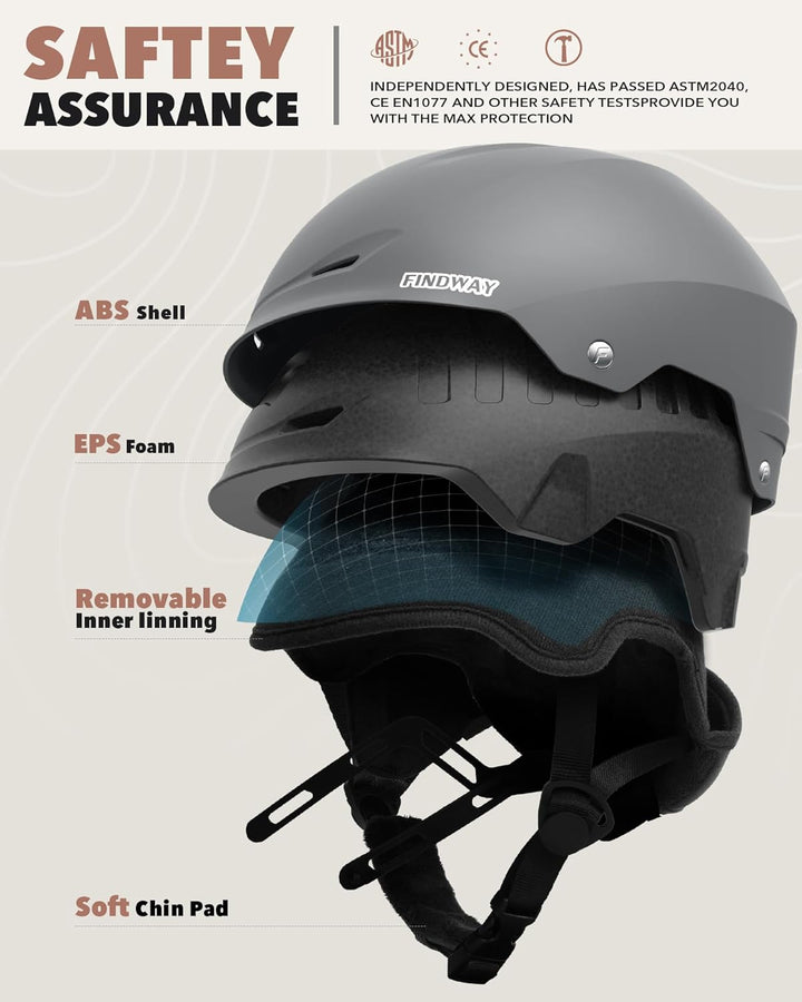 Findway Skihelm für Herren Damen,Unisex Schneesporthelm für Skifahren/Snowboard mit Belüftungssystem