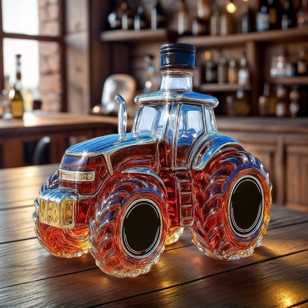 Whiskey-Glasflaschen, 300 ml, Traktor-Design, Getränkebehälter – Wodka-Whiskey-Flaschenspender, für
