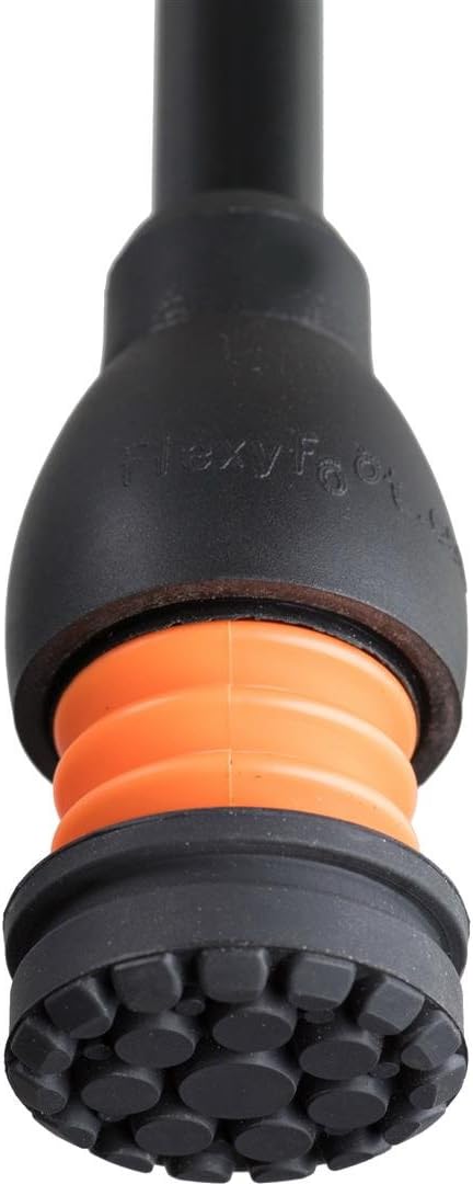 Flexyfoot Shock Absorbing Oval Handle Telescopic Walking Stick Schwarz Einzelbett, Schwarz Einzelbet