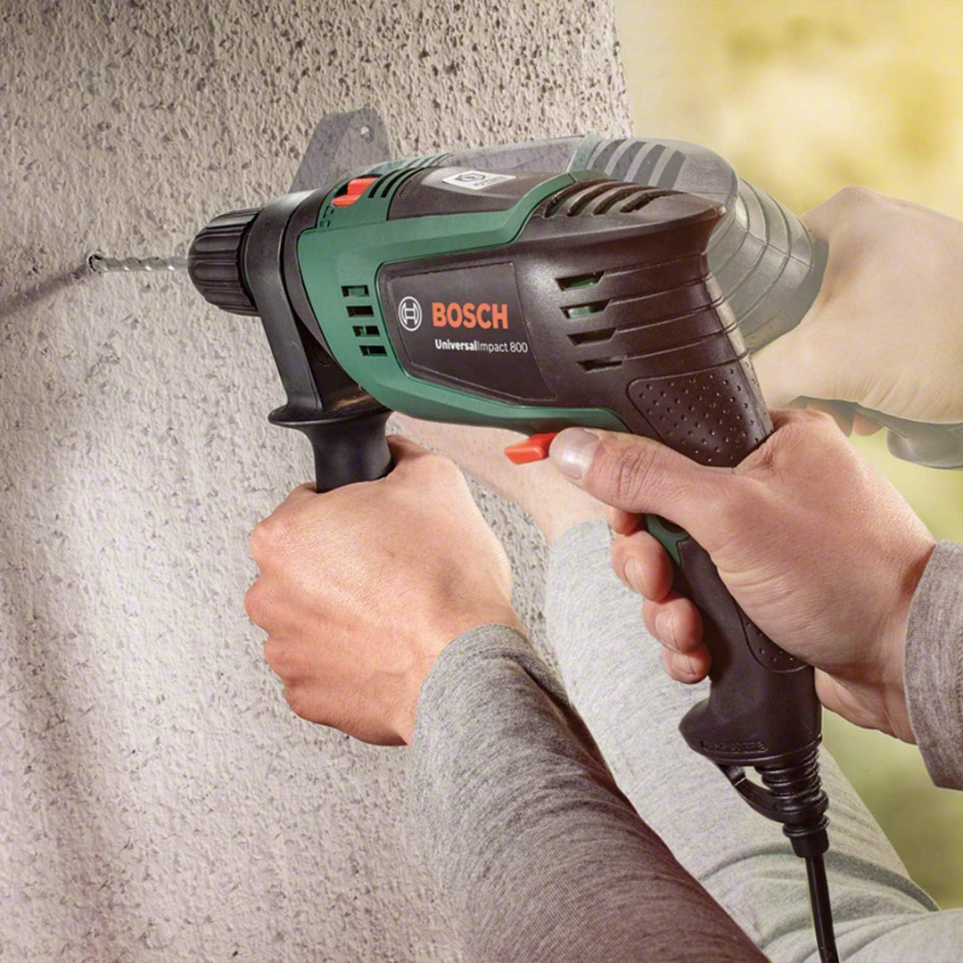 Bosch Home and Garden Schlagbohrmaschine UniversalImpact 800 (800 Watt, Koffer), Schwarz/Grün, Unive