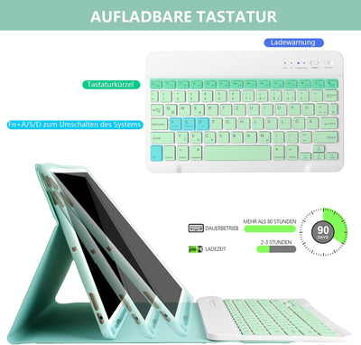 Tastatur Hülle 10.2 Zoll für IPad 9th Gen 2021/8th Gen 2020/7th Gen 2019/IPad Air 3 Gen 2019/IPad Pr