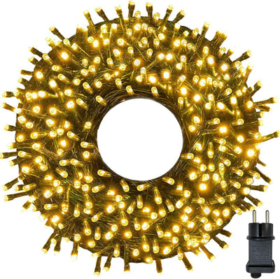 Meision Lichterkette Aussen Strom 30m 300LED Innen Lichterkette Weihnachtsbaum mit 8 Modi Timer Spei