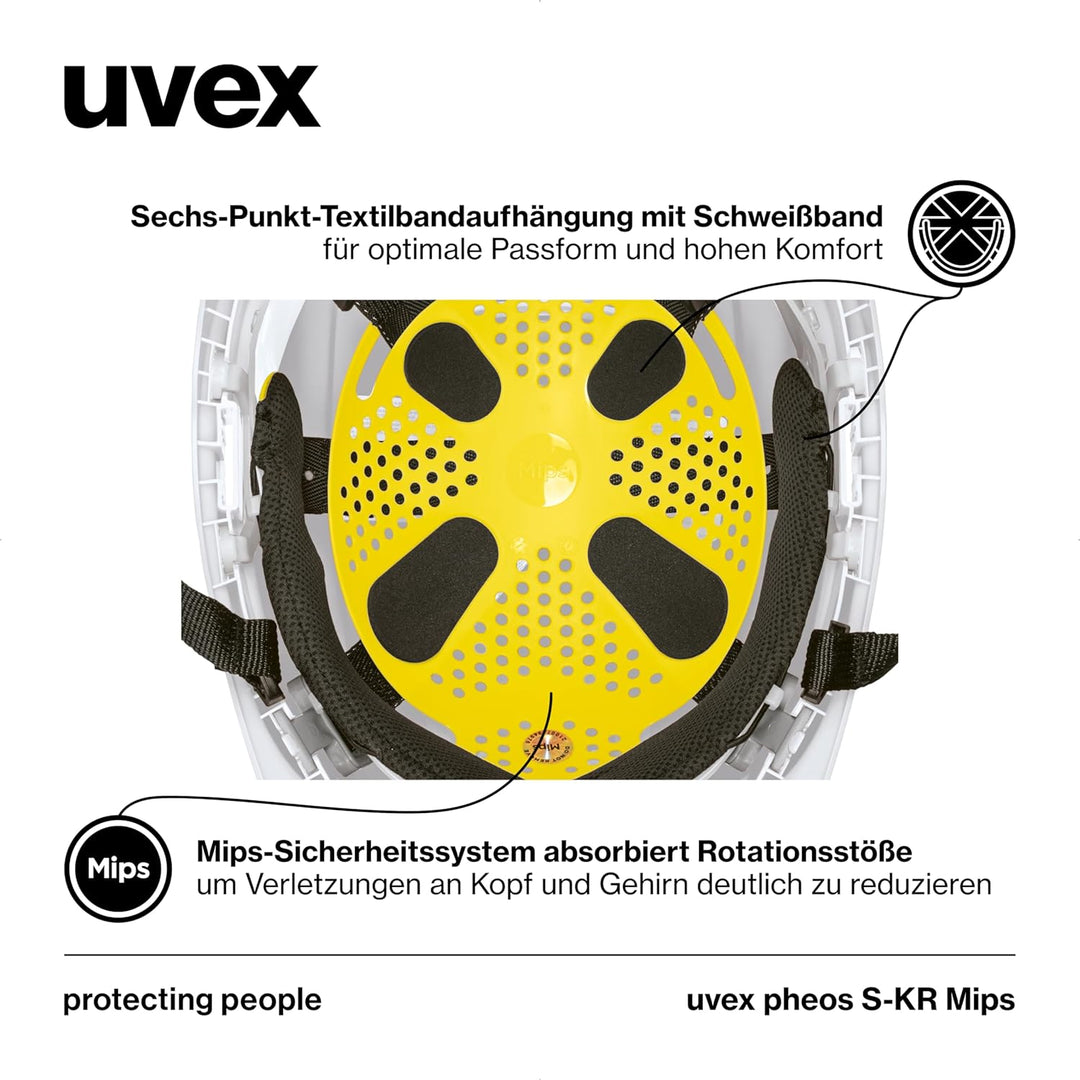 uvex pheos S-KR MIPS Schutzhelm - Industrieschutzhelm - MIPS-Technologie, stufenlose Weitenregulieru