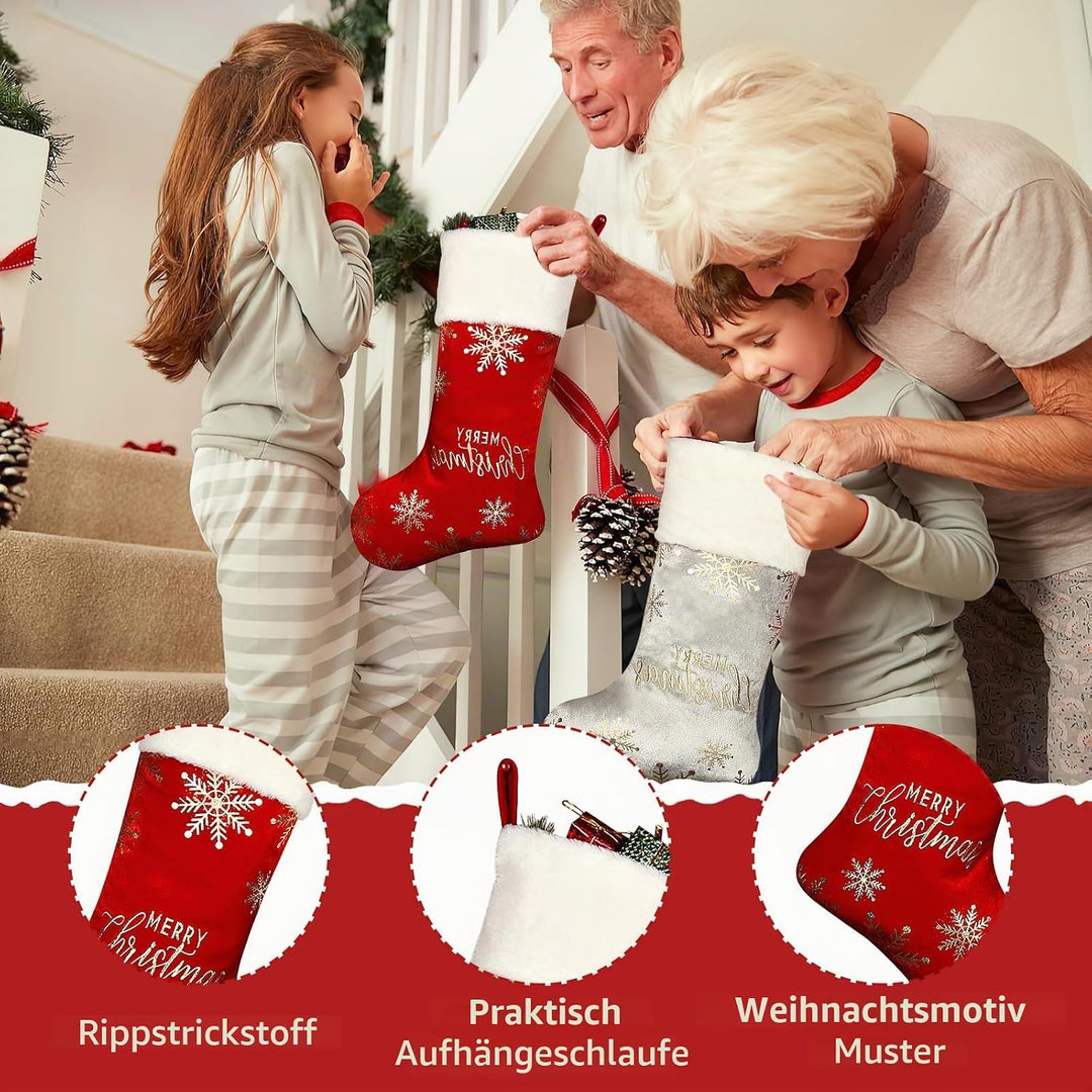 3 Stück Personalisiert Nikolausstrumpf, Gestrickt Weihnachtsstrumpf, Befüllen nikolausstiefel, Kinde