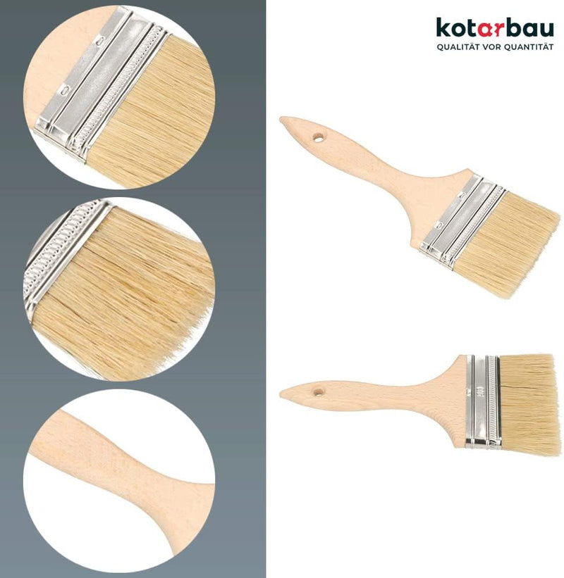 KOTARBAU® 20er Set Farbpinsel Mit Holzgriff Alle 90 mm Flachpinsel Beizen Lasur Farben Malerpinsel S