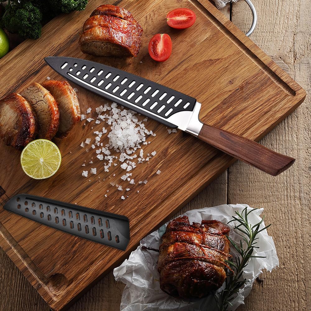 8 Stück Messerschutz, Klingenschutz in 8 Grössen, Messerschutzhüllen, Schwarz Universal Messerschutz