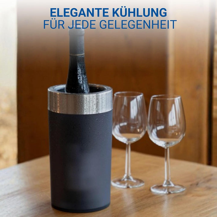 Flaschenkühler Ø 13 cm 'Ono' doppelwandig isoliert - moderner Weinkühler für Wein & Sekt - eleganter