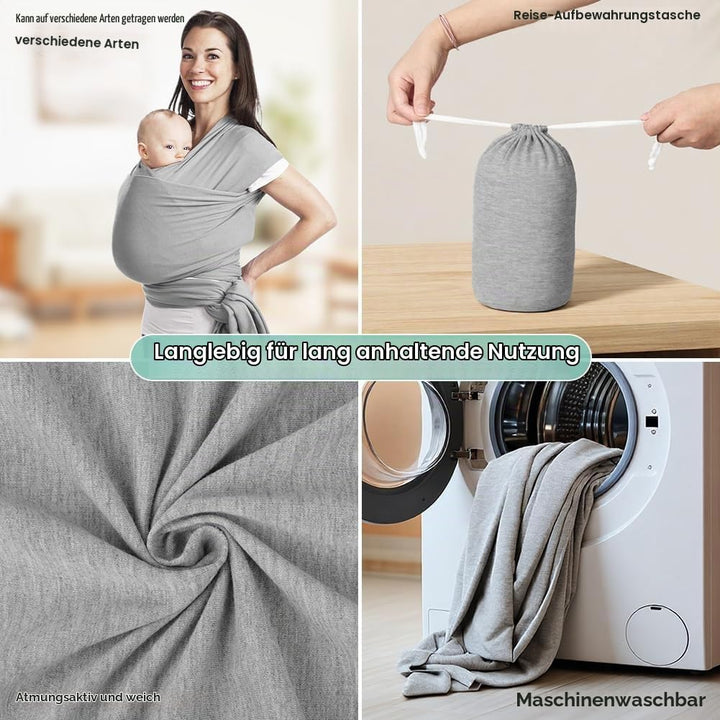 AOOWU Babytrage Tragetuch Baby Neugeborene bis 15 kg - Freihändiges Babytragetuch -Einfach Anzuziehe