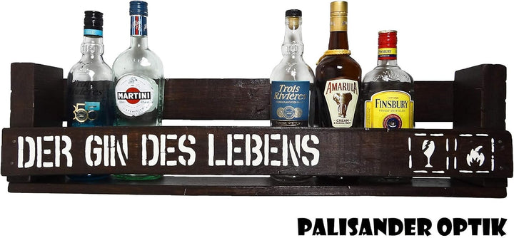 " Der Gin des Lebens" SHaBBY ViNTaGe PaLeTTeNReGaL (HxLxT: 23x8ox9,5cm) Wandbar Barelement Weinregal