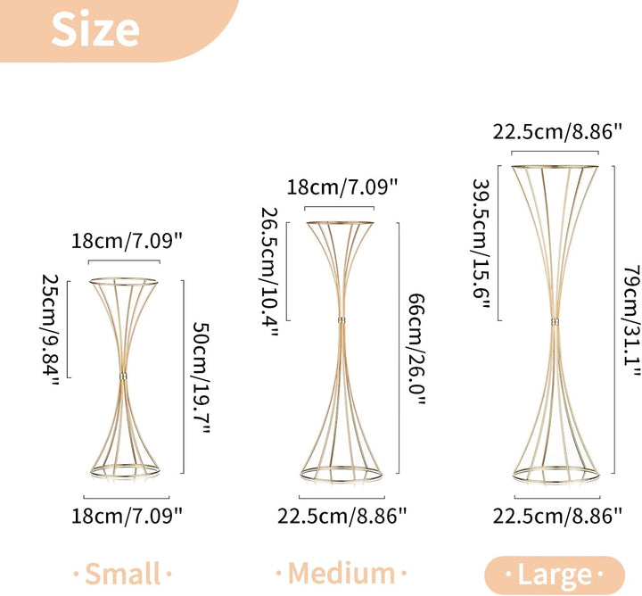 Nuptio 10 Stück Gold Hochzeit Mittelstücke Tischvase, 79cm Hoch Metall Trompete Vase, Strasse Führen