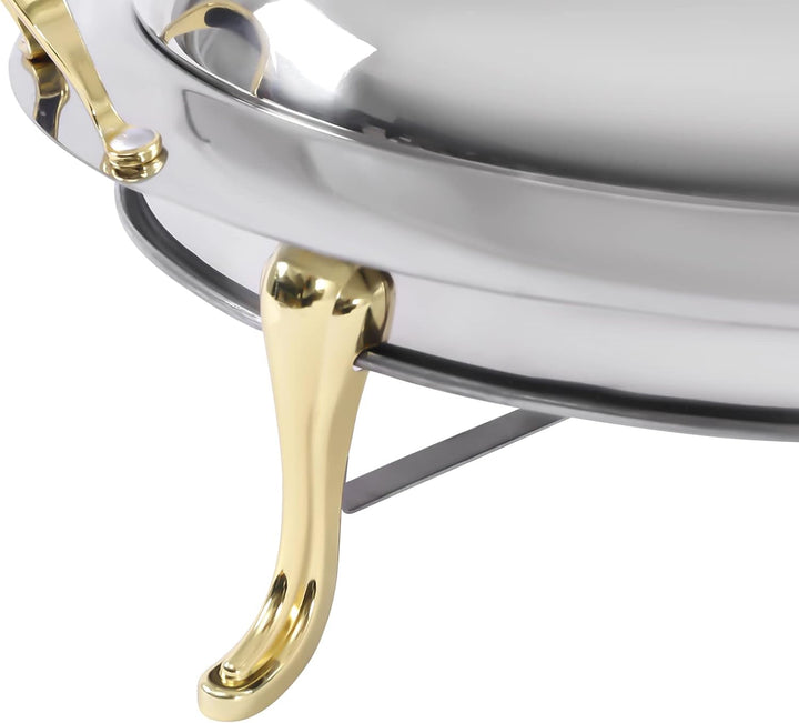 3L Rund Chafing Dish Set, Warmhaltebehälter Edelstahl Speisenwärmer mit Deckel und Tragegriffe, Vers