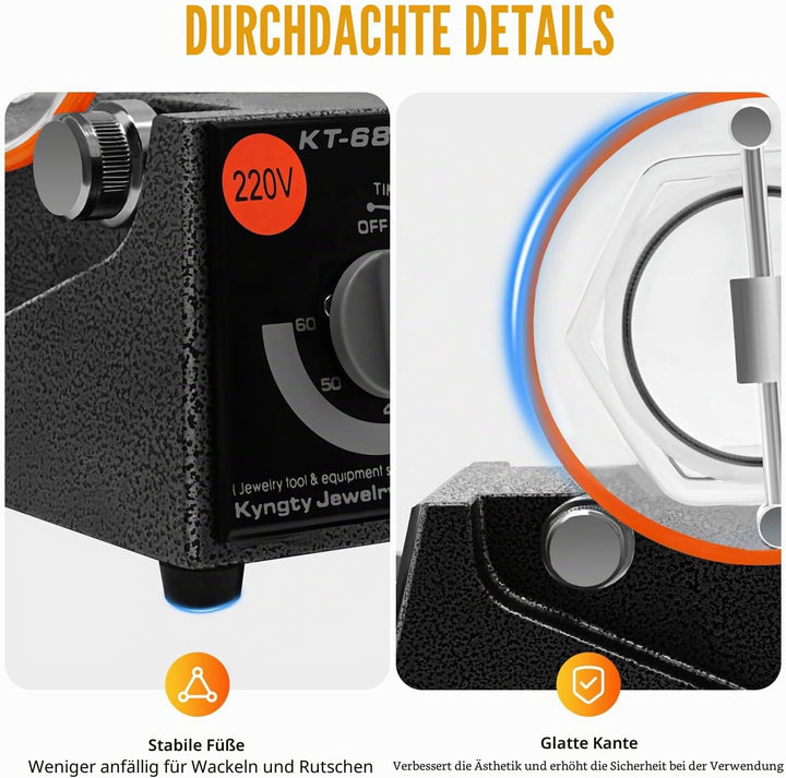60W Rotary Tumbler Oberflächenpolierer, Poliertrommel Poliermaschine Schmuck Poliergerät Kugelmühle