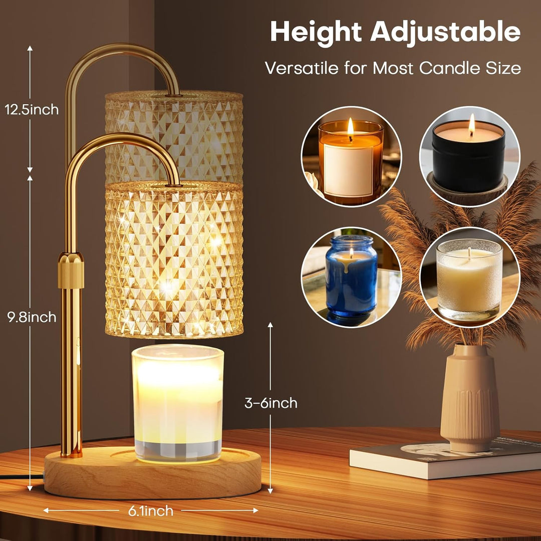 Kerzenwärmer, Lampe mit Timer, Dimmer, höhenverstellbar, elektrischer Kerzenwachswärmer für Glas, Ke