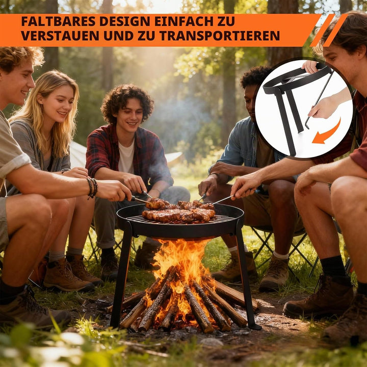 Zenselect Pfannenknecht für Lagerfeuer, Grillrost für Feuerschale, Klappbar Camping grill, Hochtempe