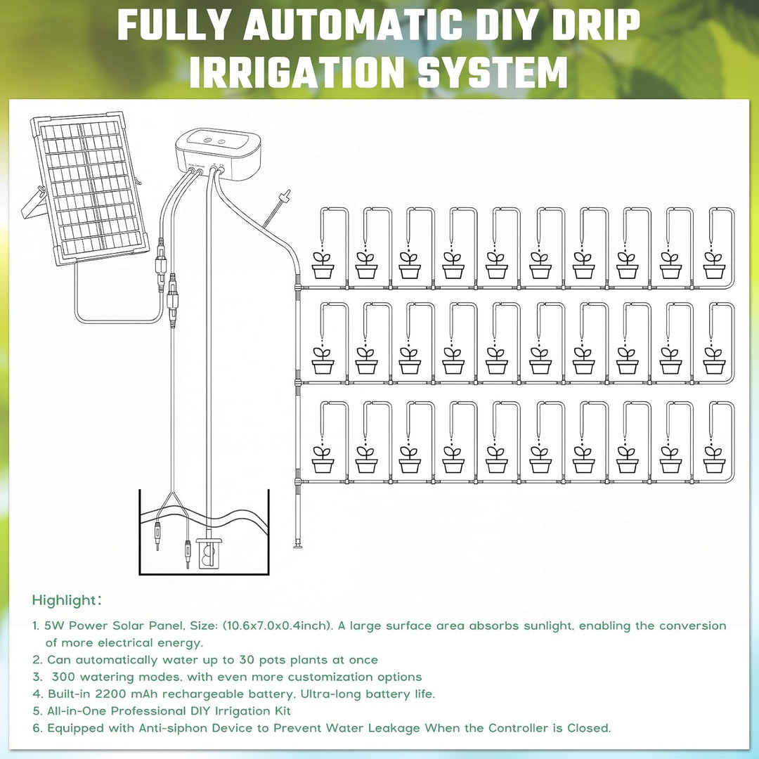 Anpress Solar Bewässerungssystem Automatische Set, Bewässerungssystem Garten, DIY Automatisches Gart