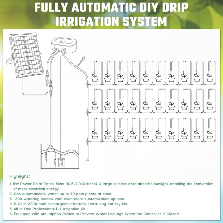 Anpress Solar Bewässerungssystem Automatische Set, Bewässerungssystem Garten, DIY Automatisches Gart