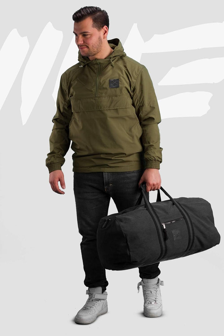 Canvas Barrel Bag - Sporttasche, 45 Liter, Duffel Bag Tasche mit Echt-Leder Veredelung (Manufaktur13