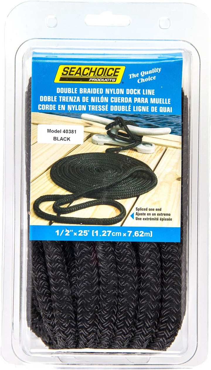 Seachoice Doppelt geflochtene Nylon-Dockleine mit Augenspleiss, einlaufvorbehandelt, wärmestabilisie