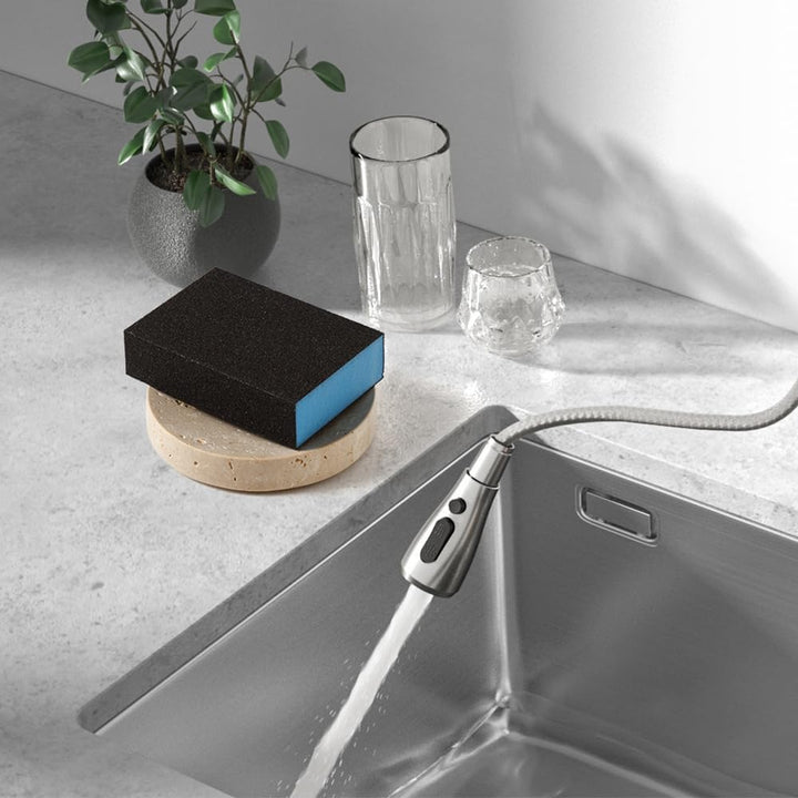 WORHE Marmor-Seifenschale, Schwammhalter aus Natürlichem Travertinstein für Badezimmer, Badewanne, D