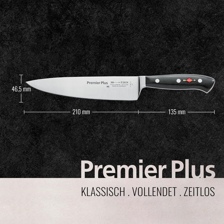 F. DICK Kochmesser, Küchenmesser, Premier Plus (Messer mit Klinge 21 cm, X50CrMoV15 Stahl, nichtrost
