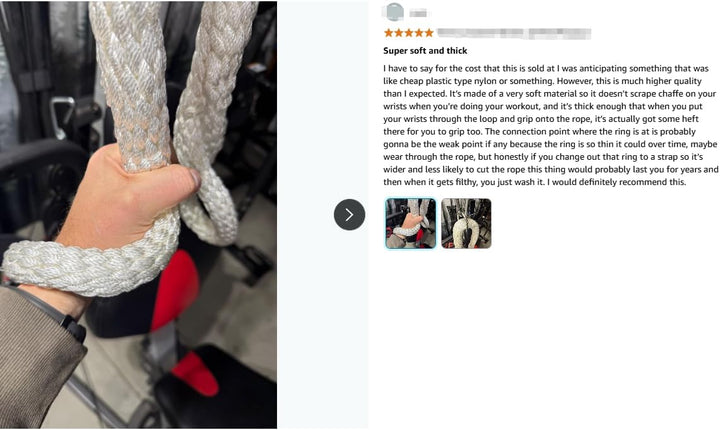 DASKING Tricep Seil, Weiches Trizepsseil Gym Attachment für Latziehen, Bizeps-Curls - Ergonomisches