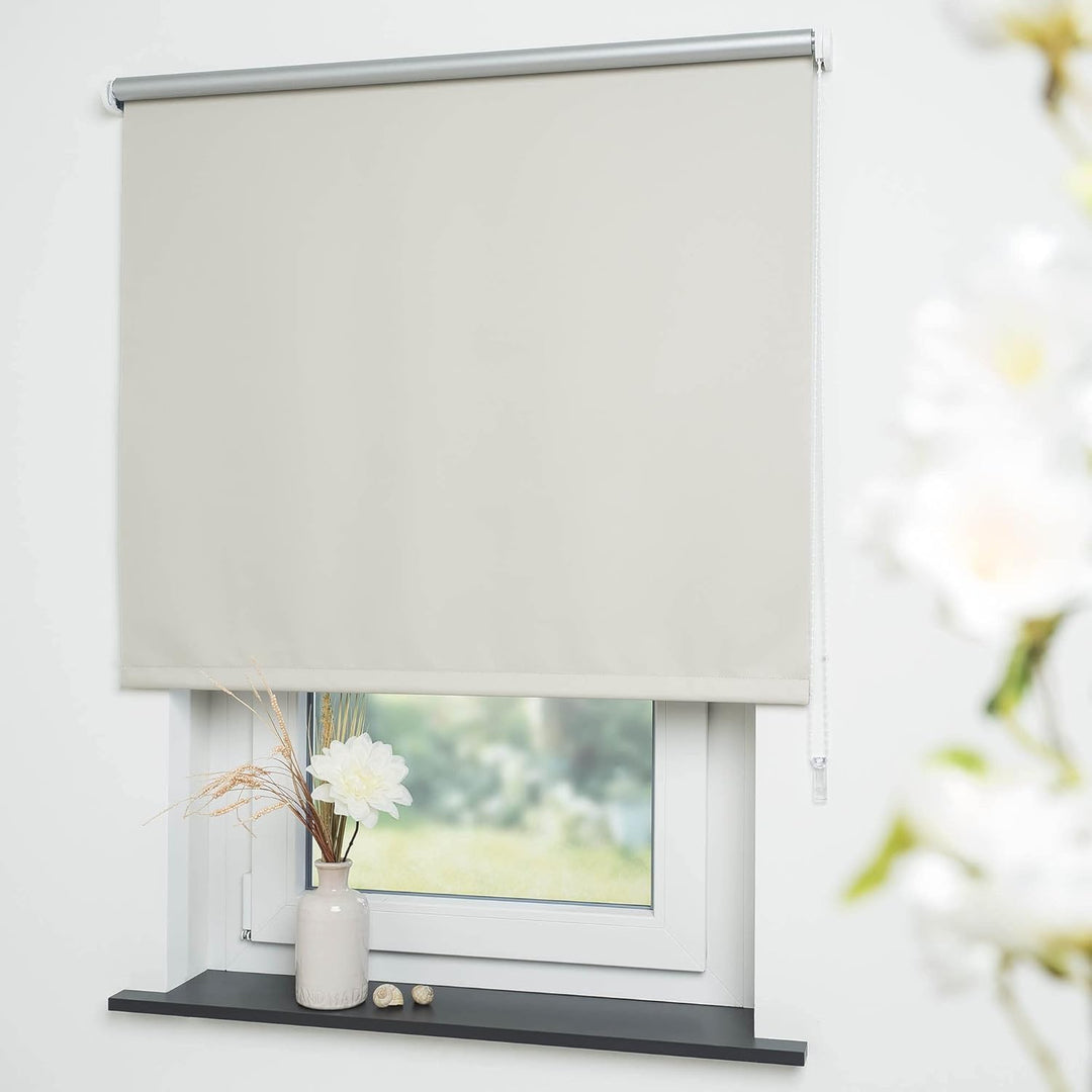 Liedeco® Rollo, Fenster Rollo, Kettenzug-Rollo / 112 x 180 cm (Breite x Höhe), beige/Thermo-Beschich