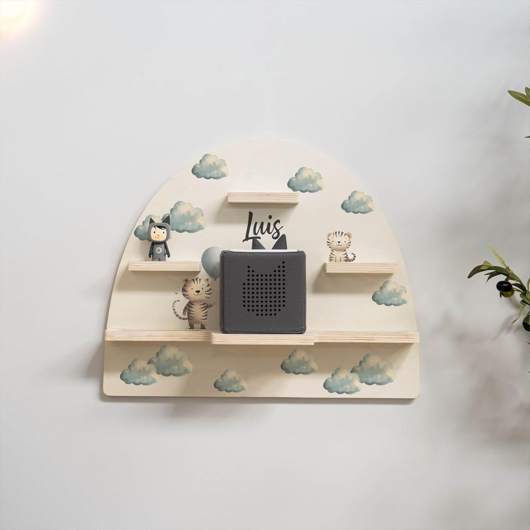 Geschenkfreude Personalisiertes Toniebox Regal für Kinderzimmer - Kinder Wandregal für Tonie Hörfigu