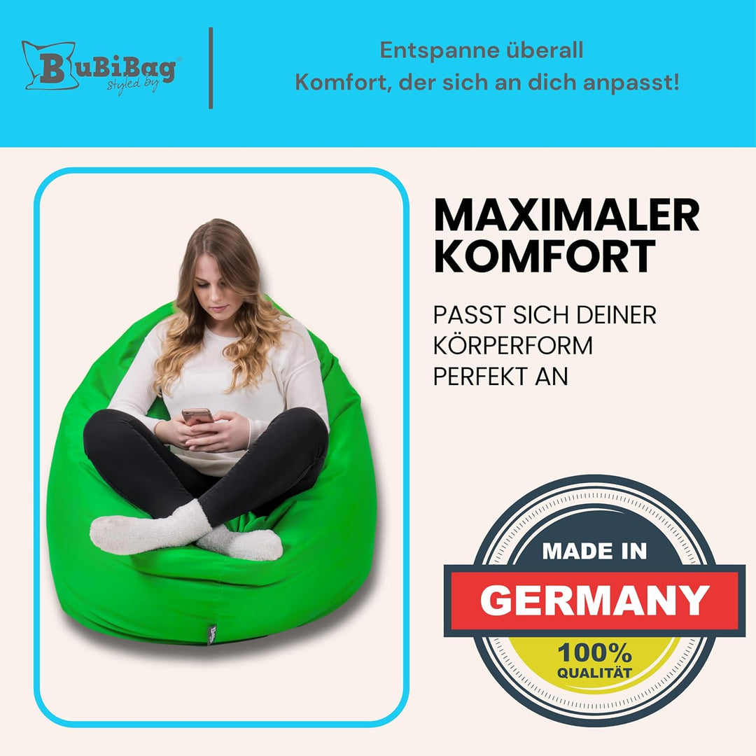 BuBiBag 2in1 Sitzsack L - XXL mit Füllung für Kinder & Erwachsene, Gaming Beanbag & Bodenkissen für