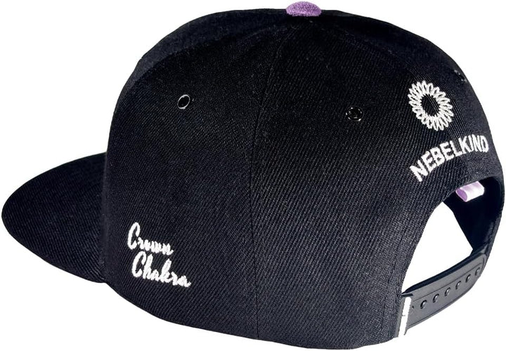 Nebelkind Snapback Cap Crown Chakra Kronenchakra Schwarz Lila Lavendel, Esoterik Yoga, Grössenverste