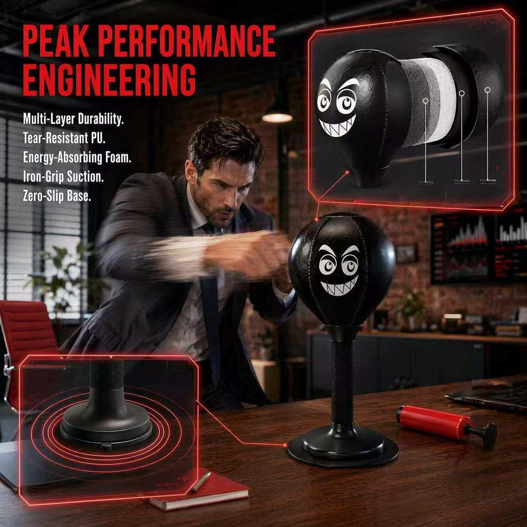 Punchingball Tisch, Freistehender Desktop-Boxsack, Schwarz, Schwarz