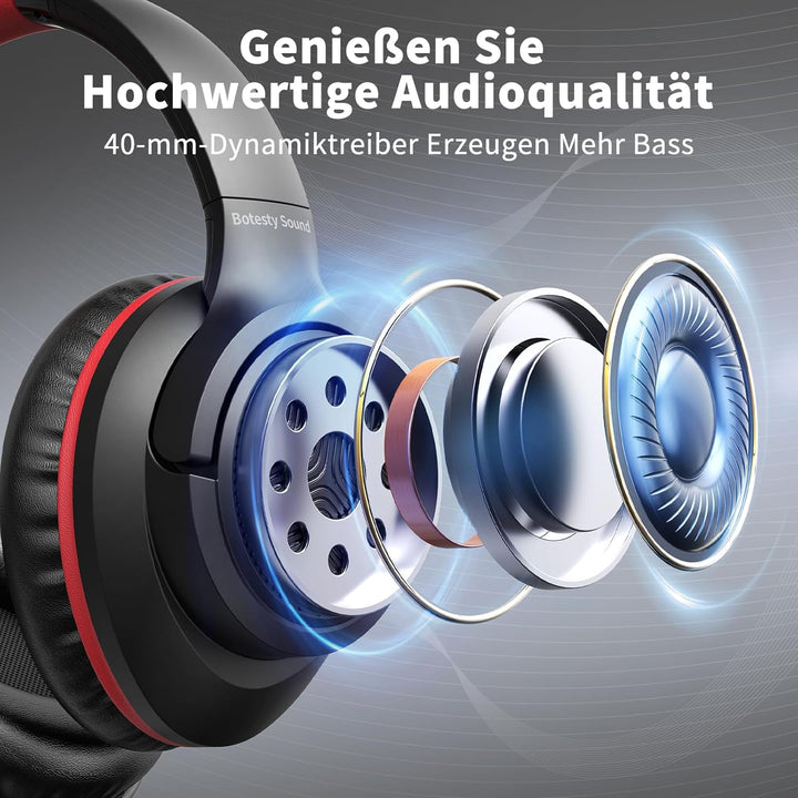 Kopfhörer mit Kabel und Mikrofon, Over-Ear Kabelkopfhörer mit 3,5mm Klinkenstecker, Faltbar Kabelgeb