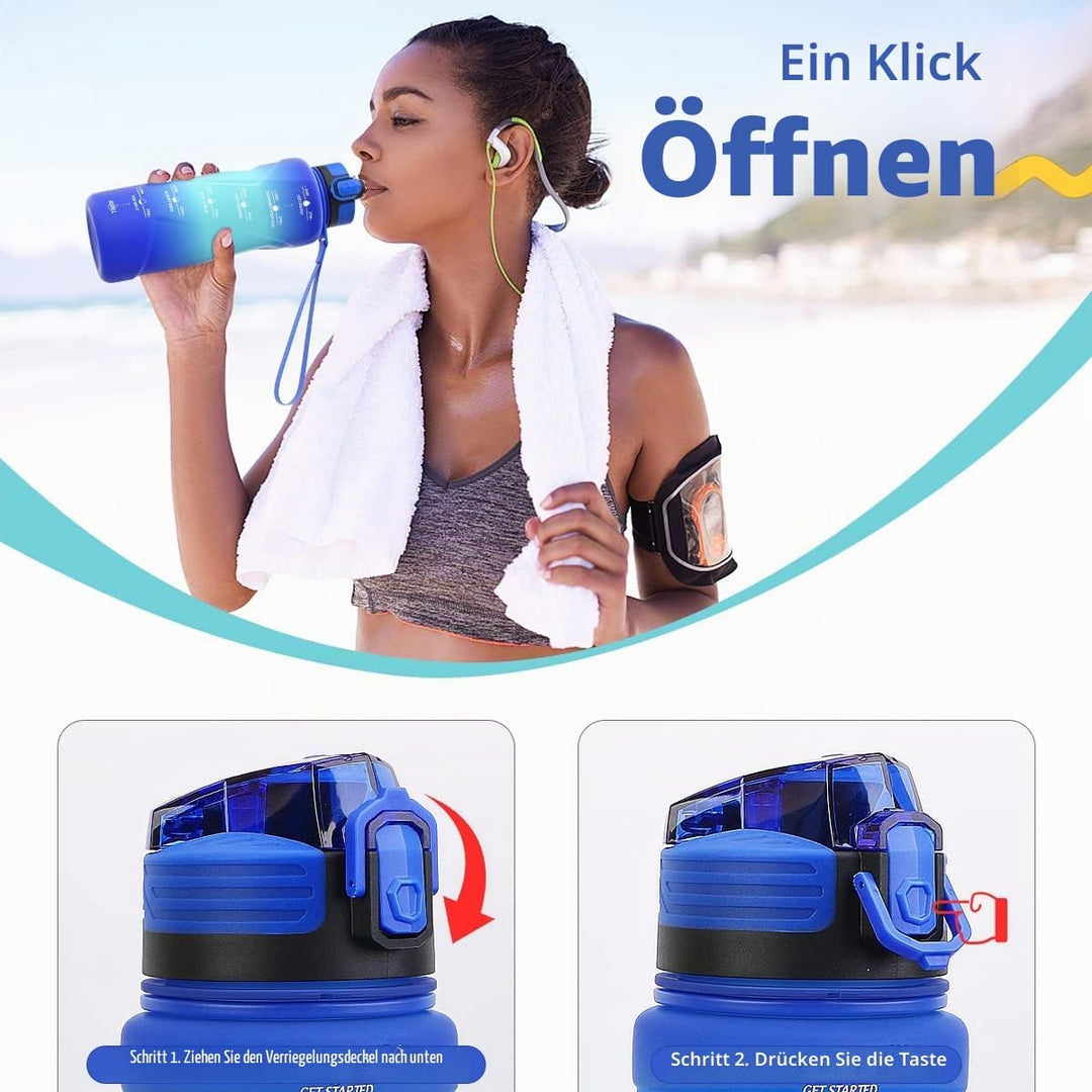 Coolfel Sport Trinkflasche 2l, 1,5l, 1l, 700ml, 500ml Trinkflasche Kinder Auslaufsicher, Motivierend