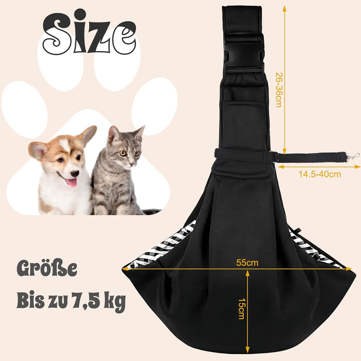 Hundetragetasche, Tragbare Haustier Hundetasche mit Verstellbare Schultergurt und Fronttasche Wendba