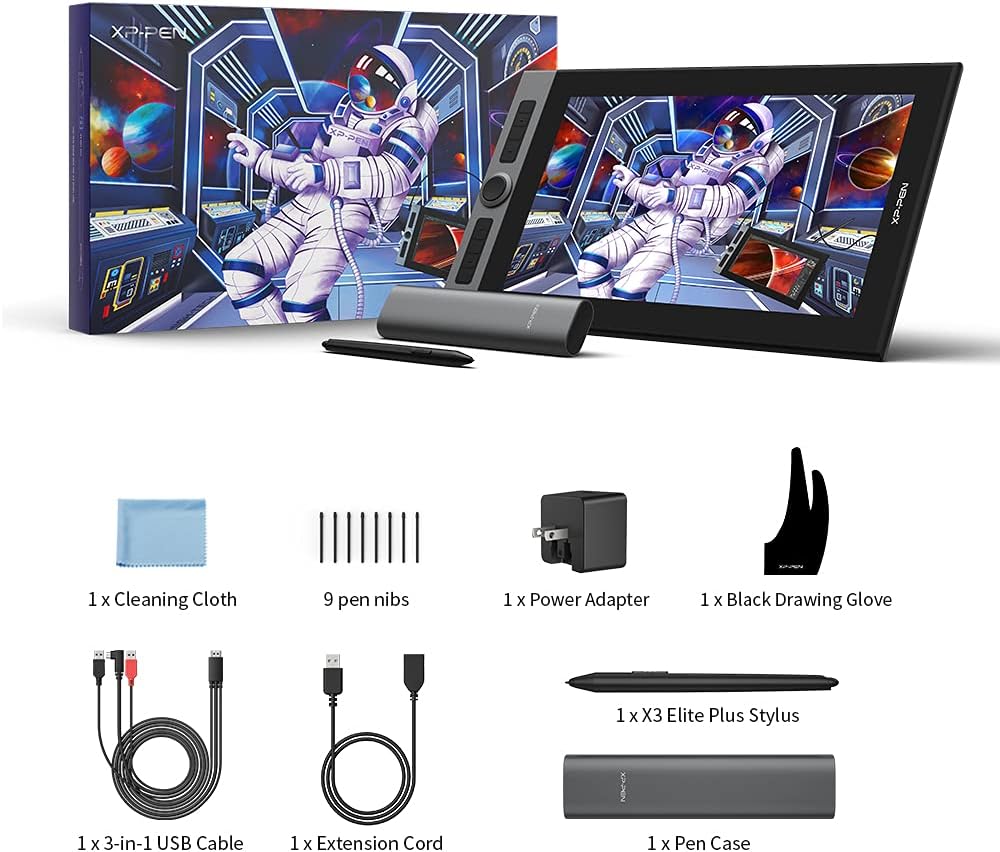 XP-PEN Artist Pro 16 Grafiktablett 15,4” 133% sRGB volllaminiertes Pen Display batterieloser Stift m