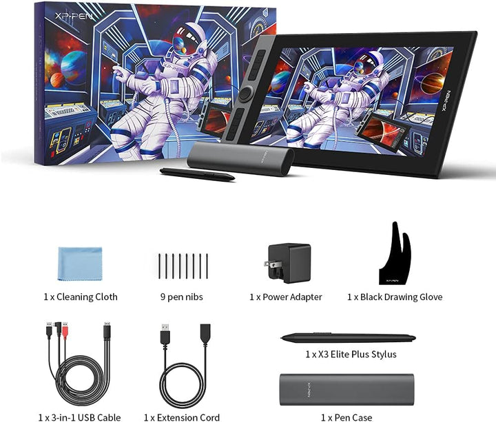 XP-PEN Artist Pro 16 Grafiktablett 15,4” 133% sRGB volllaminiertes Pen Display batterieloser Stift m