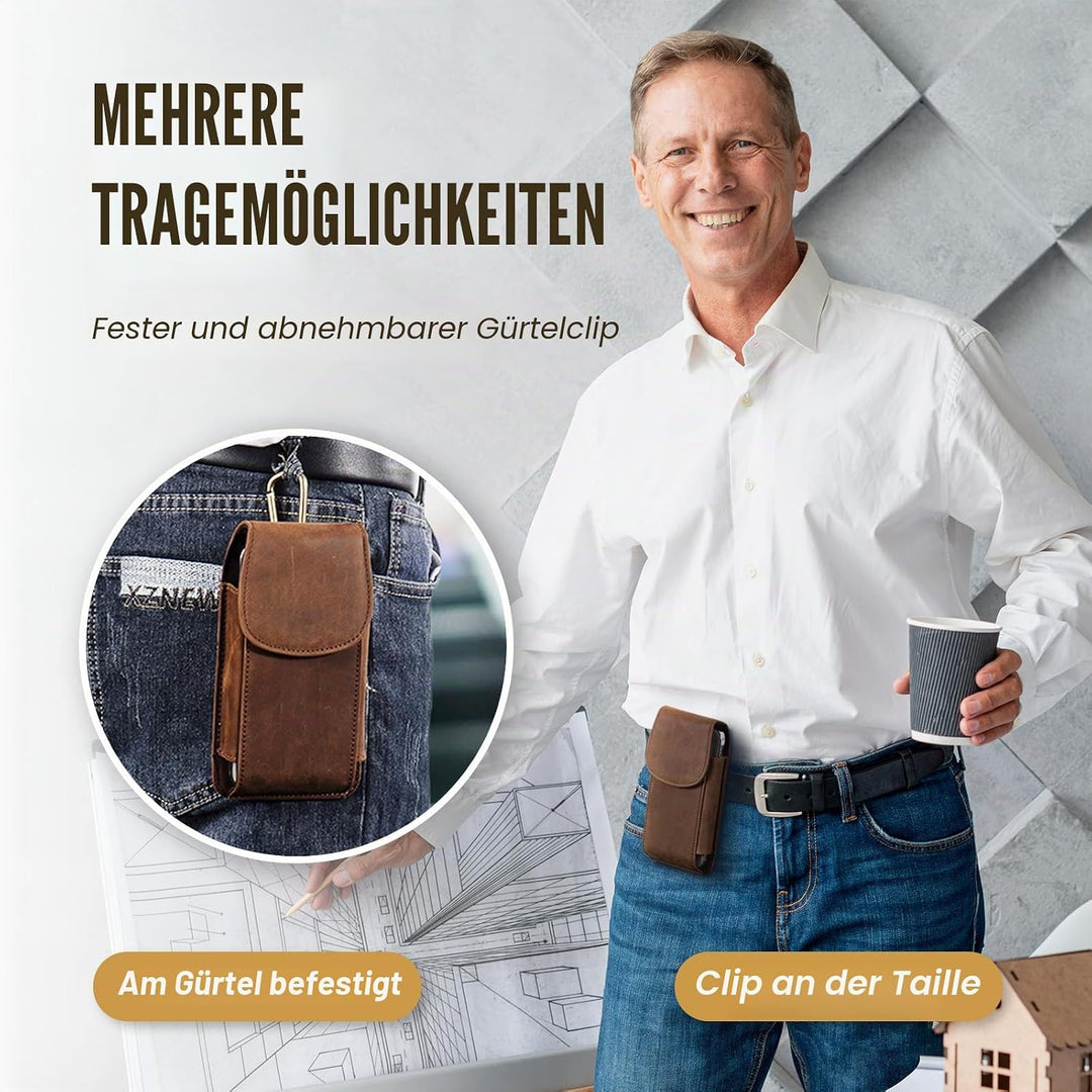Hengwin Leder Handy Holster Fall Taille Gürtel Tasche für iPhone 17 Pro Max/16Plus iPhone 16 15 14 1