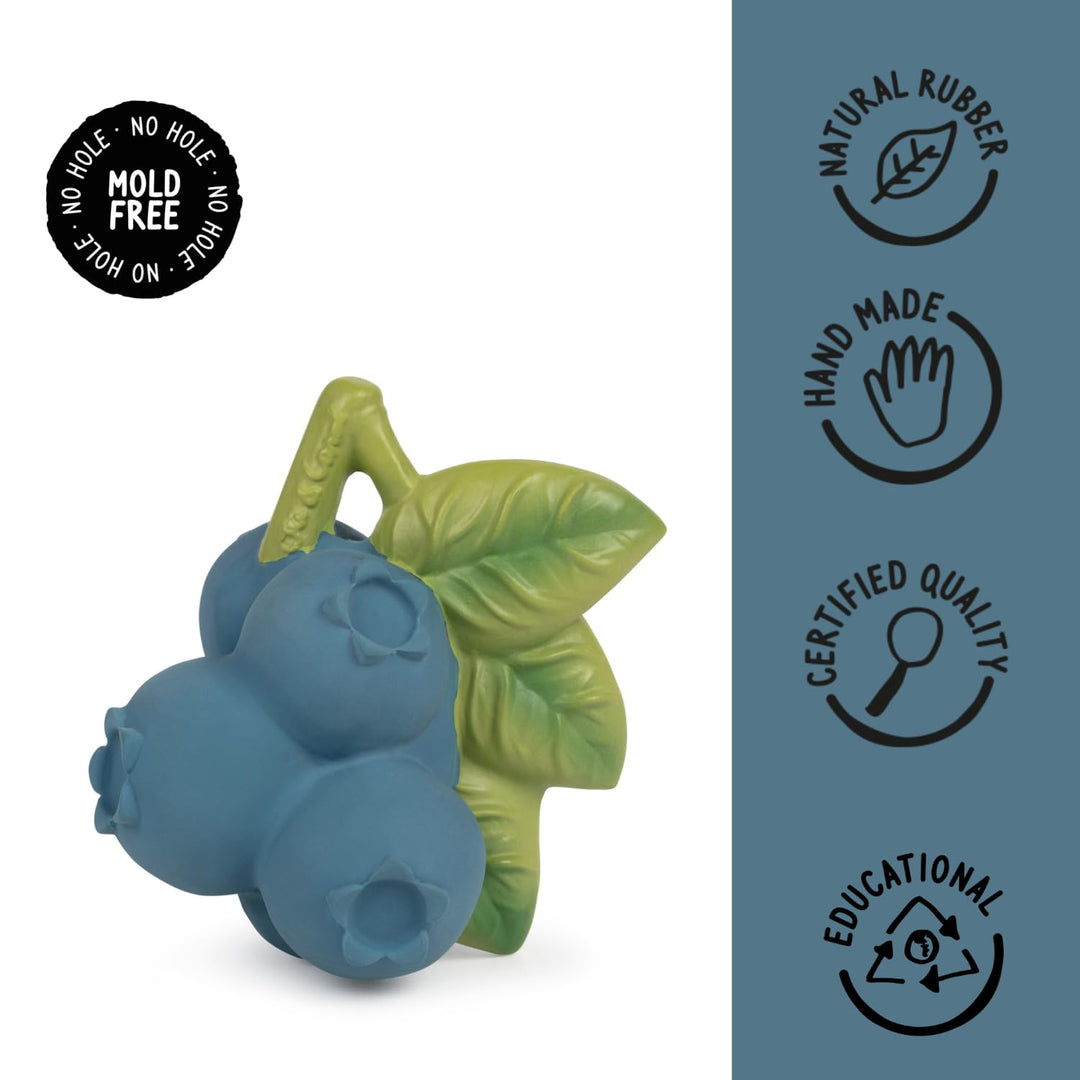 Oli & Carol - Baby-Beissring aus Naturkautschuk, Jerry the Blueberry, 9 cm